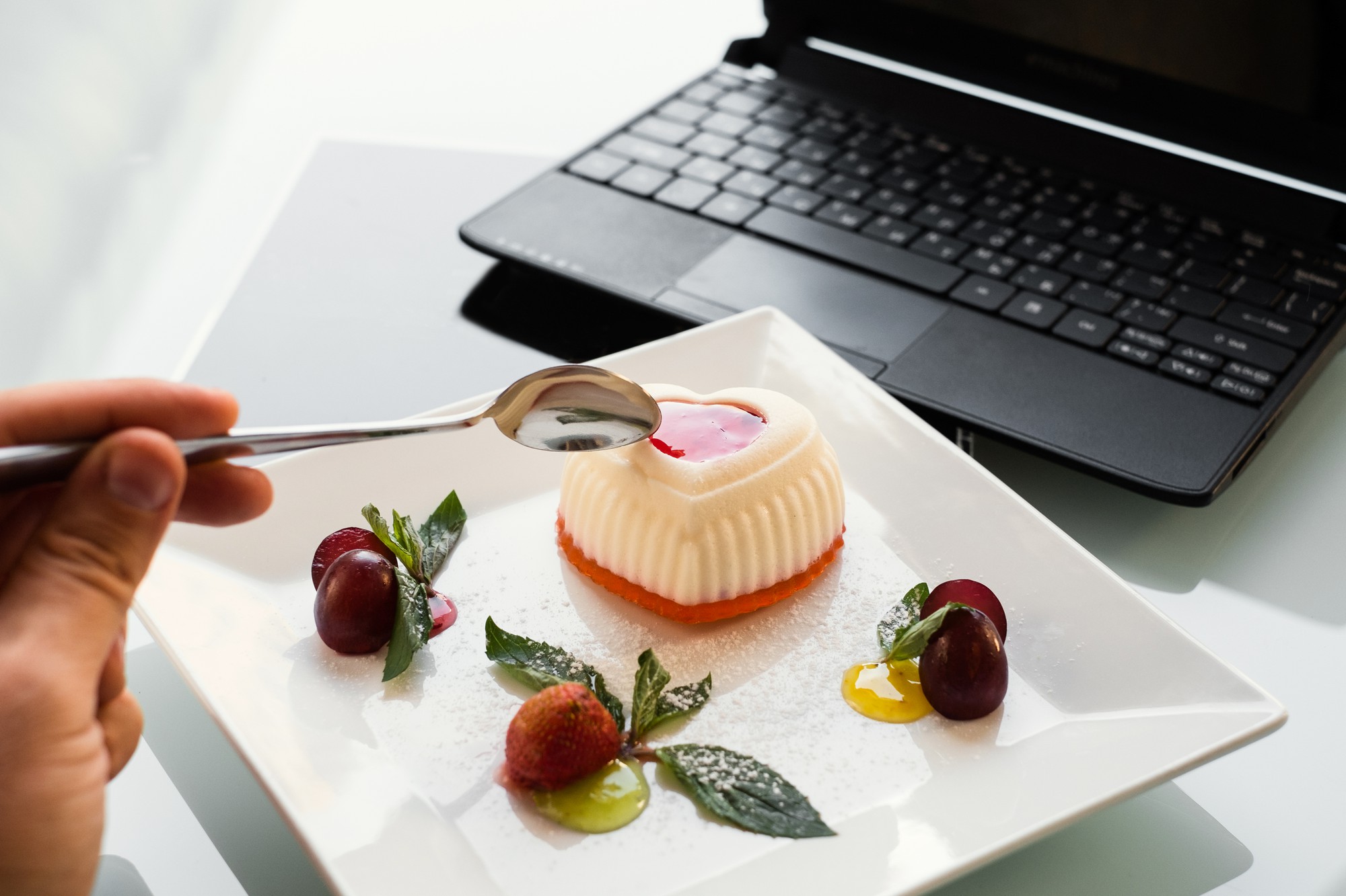 Close-up plated dessert with local ingredients
